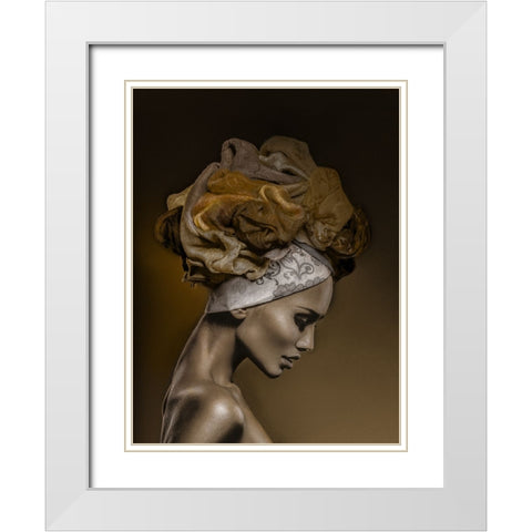 Woman in Thought, Gold White Modern Wood Framed Art Print with Double Matting by Incado
