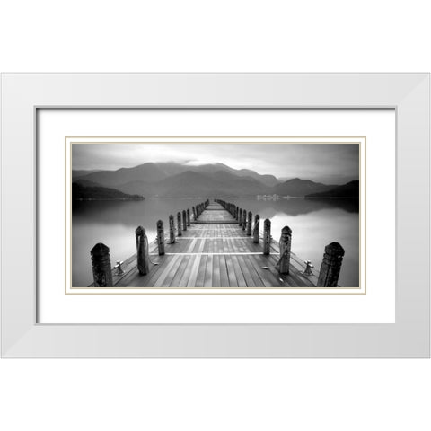 Lake Pier White Modern Wood Framed Art Print with Double Matting by PhotoINC Studio