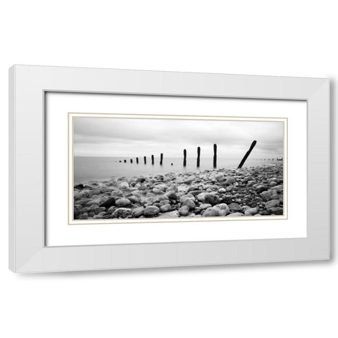 Beach Pebbles White Modern Wood Framed Art Print with Double Matting by PhotoINC Studio