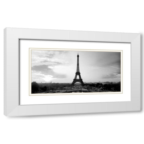 The Eiffel Tower White Modern Wood Framed Art Print with Double Matting by PhotoINC Studio