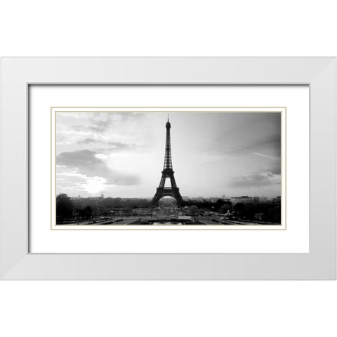 The Eiffel Tower White Modern Wood Framed Art Print with Double Matting by PhotoINC Studio