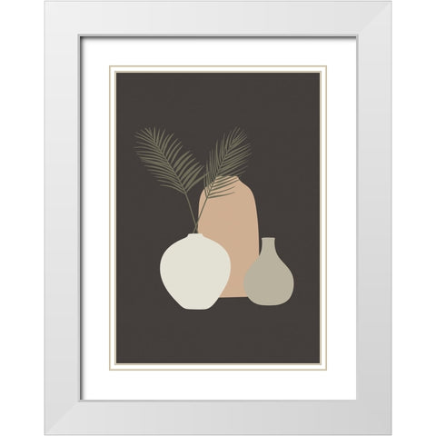 Three Vases IV White Modern Wood Framed Art Print with Double Matting by Incado