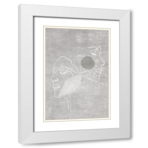 Two Faces White Modern Wood Framed Art Print with Double Matting by Incado