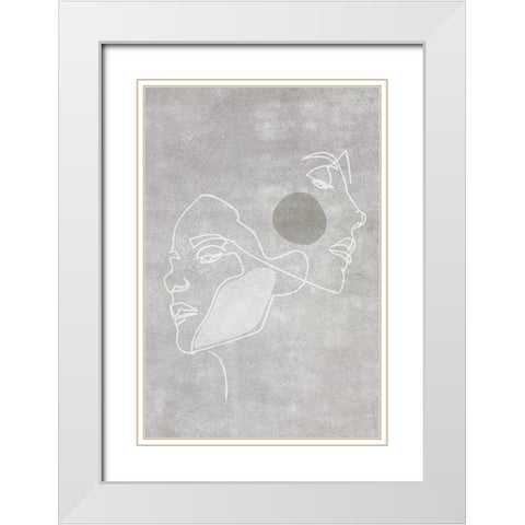 Two Faces White Modern Wood Framed Art Print with Double Matting by Incado