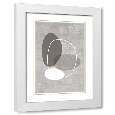 Four Ovals White Modern Wood Framed Art Print with Double Matting by Incado