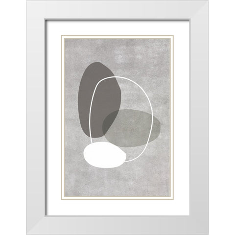 Four Ovals White Modern Wood Framed Art Print with Double Matting by Incado
