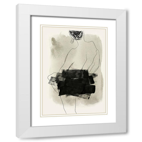 Nude Figurative White Modern Wood Framed Art Print with Double Matting by Incado