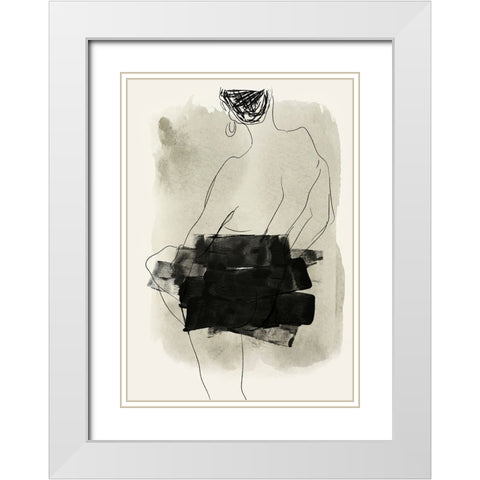 Nude Figurative White Modern Wood Framed Art Print with Double Matting by Incado