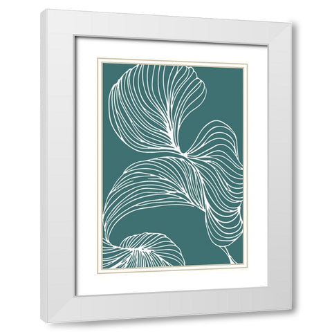 Freeform Leaves I White Modern Wood Framed Art Print with Double Matting by Incado