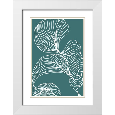 Freeform Leaves I White Modern Wood Framed Art Print with Double Matting by Incado