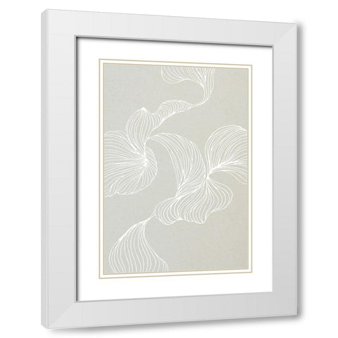 Freeform Leaves II White Modern Wood Framed Art Print with Double Matting by Incado