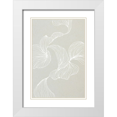 Freeform Leaves II White Modern Wood Framed Art Print with Double Matting by Incado