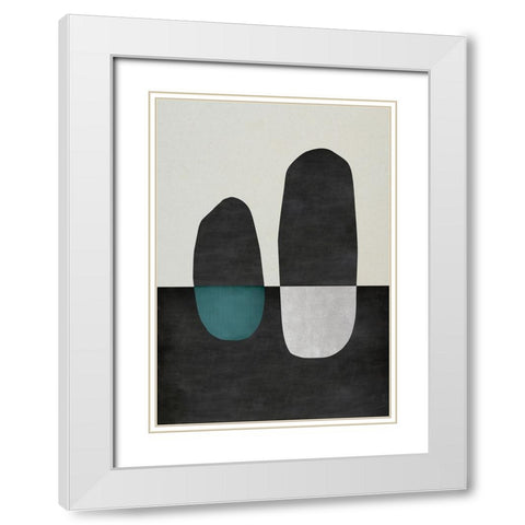 Inverted Shapes White Modern Wood Framed Art Print with Double Matting by Incado