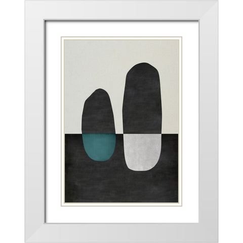 Inverted Shapes White Modern Wood Framed Art Print with Double Matting by Incado