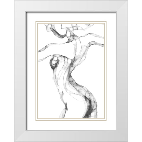 Figurative Woman II White Modern Wood Framed Art Print with Double Matting by Incado