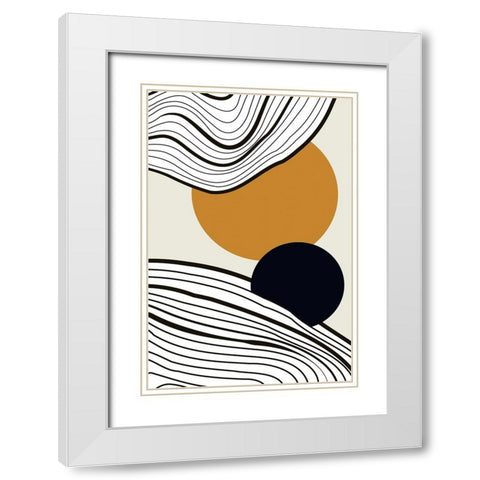 Sun and Moon Rise White Modern Wood Framed Art Print with Double Matting by Incado