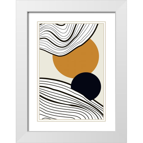 Sun and Moon Rise White Modern Wood Framed Art Print with Double Matting by Incado