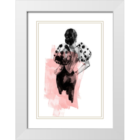 Figure Pink White Modern Wood Framed Art Print with Double Matting by Incado