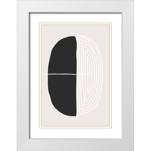 Black and White Oval White Modern Wood Framed Art Print with Double Matting by Incado
