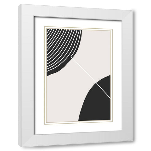 Connected Circles White Modern Wood Framed Art Print with Double Matting by Incado