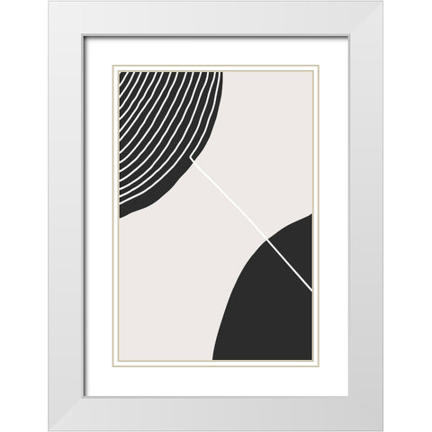 Connected Circles White Modern Wood Framed Art Print with Double Matting by Incado