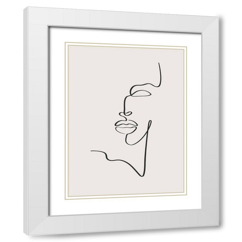 Female Face White Modern Wood Framed Art Print with Double Matting by Incado