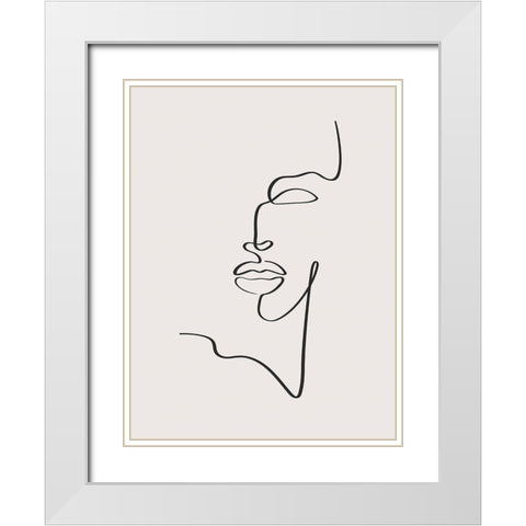 Female Face White Modern Wood Framed Art Print with Double Matting by Incado