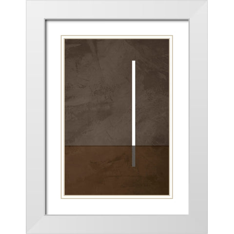 Vertical Line White Modern Wood Framed Art Print with Double Matting by Incado