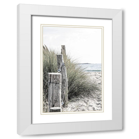 Coastal V White Modern Wood Framed Art Print with Double Matting by Incado