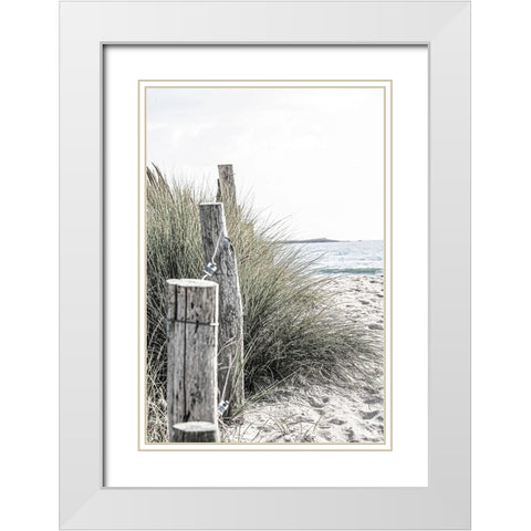 Coastal V White Modern Wood Framed Art Print with Double Matting by Incado