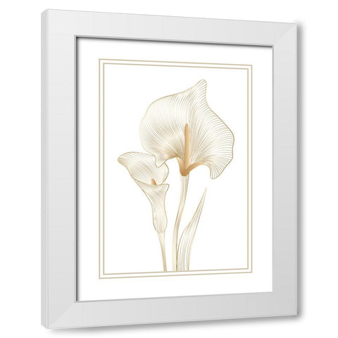 Lily Line White Modern Wood Framed Art Print with Double Matting by Incado