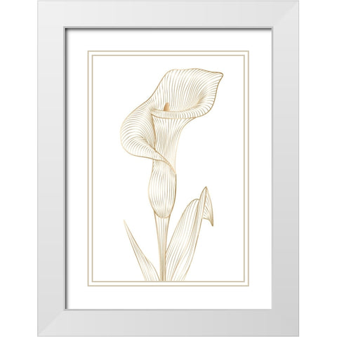 Lily line I White Modern Wood Framed Art Print with Double Matting by Incado
