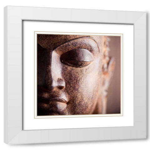 Buddha White Modern Wood Framed Art Print with Double Matting by PhotoINC Studio