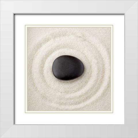 Zen Pebble White Modern Wood Framed Art Print with Double Matting by PhotoINC Studio