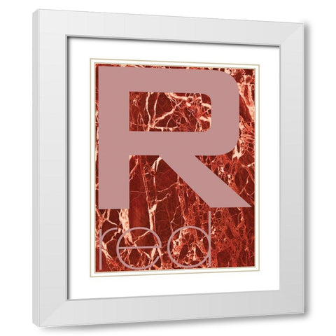 Red marble 03 White Modern Wood Framed Art Print with Double Matting by TypeLike