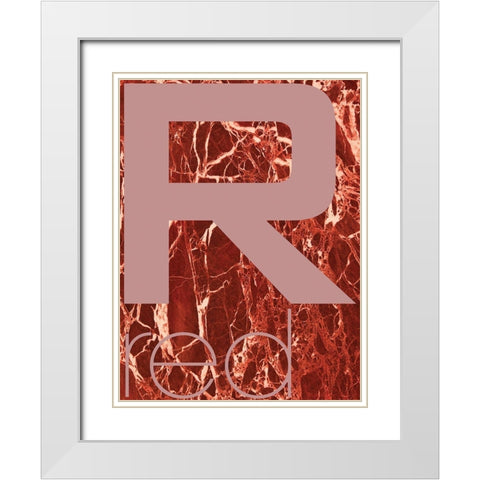 Red marble 03 White Modern Wood Framed Art Print with Double Matting by TypeLike