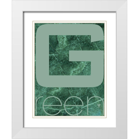 RGB green White Modern Wood Framed Art Print with Double Matting by TypeLike