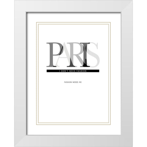 Paris White Modern Wood Framed Art Print with Double Matting by TypeLike