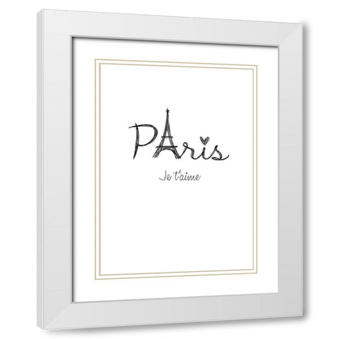 Je ta aime White Modern Wood Framed Art Print with Double Matting by TypeLike