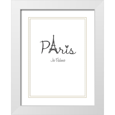 Je ta aime White Modern Wood Framed Art Print with Double Matting by TypeLike