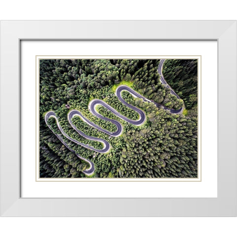 Road White Modern Wood Framed Art Print with Double Matting by PhotoINC Studio
