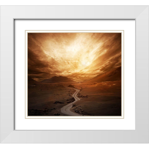 Sunset White Modern Wood Framed Art Print with Double Matting by PhotoINC Studio