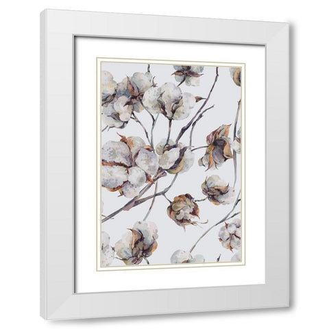 Cotton II White Modern Wood Framed Art Print with Double Matting by Incado
