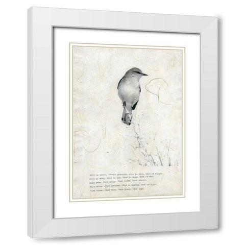 Bird is sweet White Modern Wood Framed Art Print with Double Matting by TypeLike