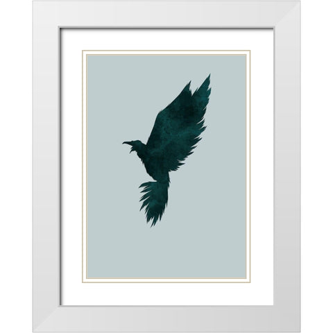 Crow White Modern Wood Framed Art Print with Double Matting by Incado
