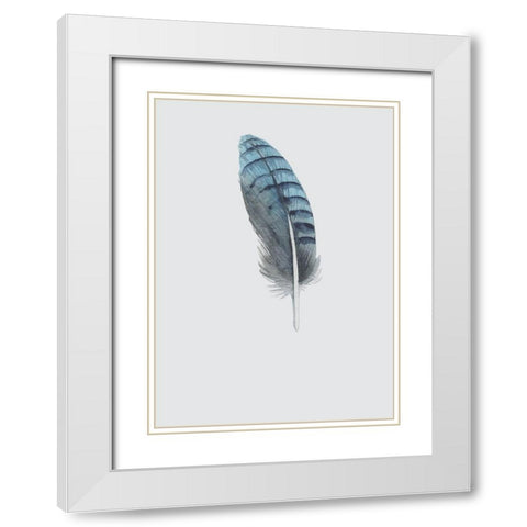 Feather 02 White Modern Wood Framed Art Print with Double Matting by Incado