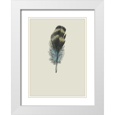 Feather 03 White Modern Wood Framed Art Print with Double Matting by Incado