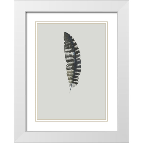 Feather 05 White Modern Wood Framed Art Print with Double Matting by Incado