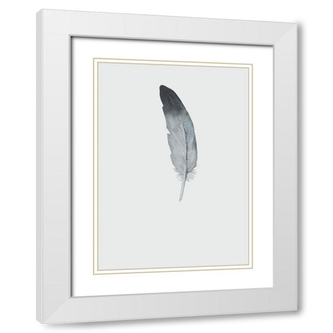 Feather 09 White Modern Wood Framed Art Print with Double Matting by Incado