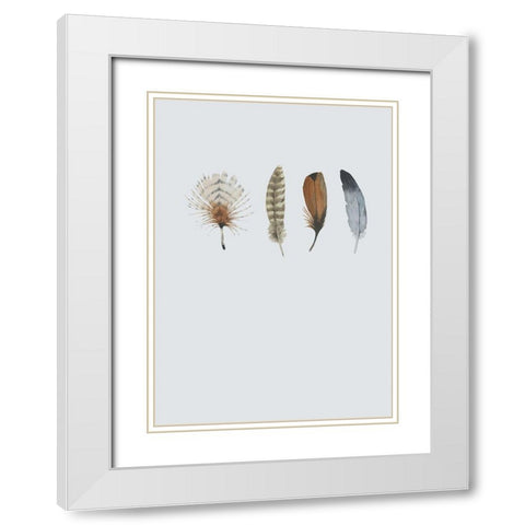 Feather 12 White Modern Wood Framed Art Print with Double Matting by Incado